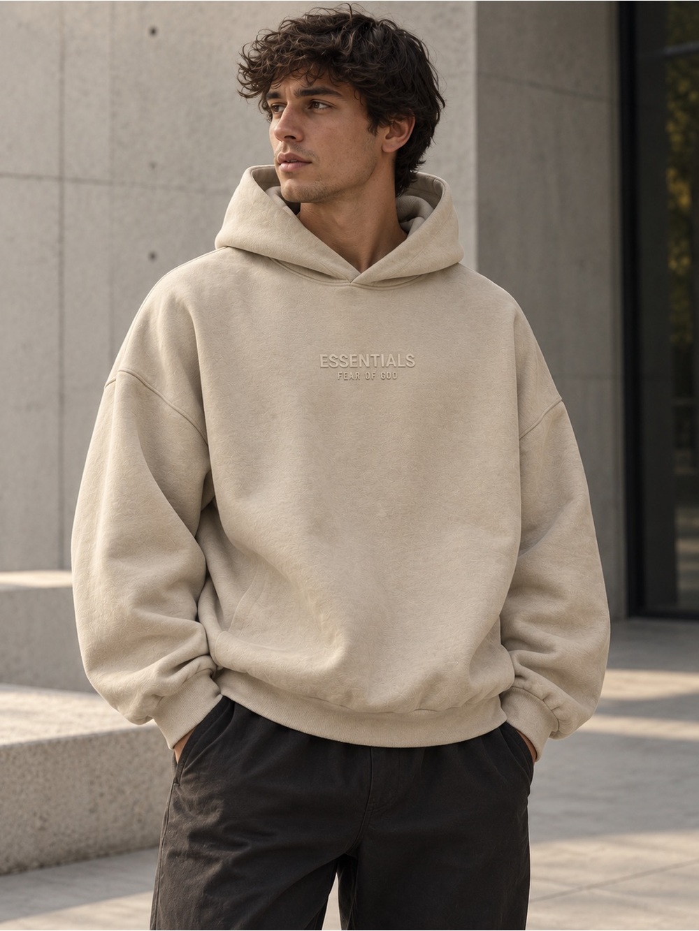 Fear of God ESSENTIALS Hoodie Light Oatmeal Taupe 80/20 Oversized Men’s Small